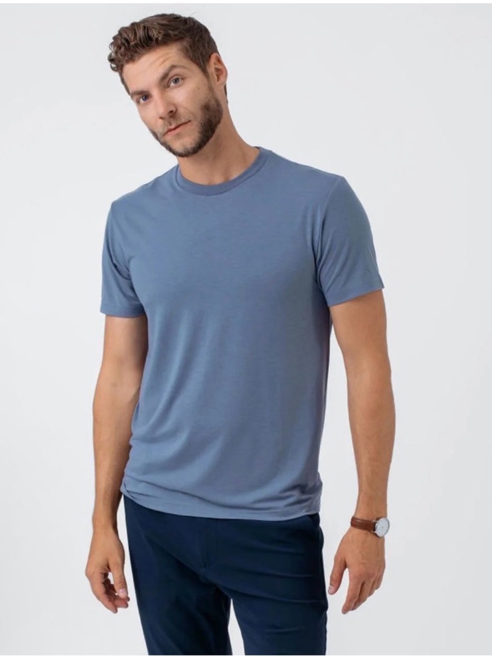 Fresh Clean Threads - Men's Crew Neck T-Shirt in Dusty Blue